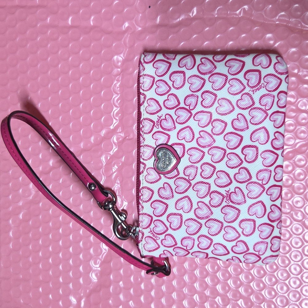 Coach Heart Print Wristlet